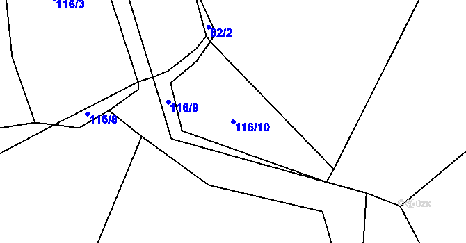 Parcela st. 116/10 v KÚ Maňovice u Pačejova, Katastrální mapa