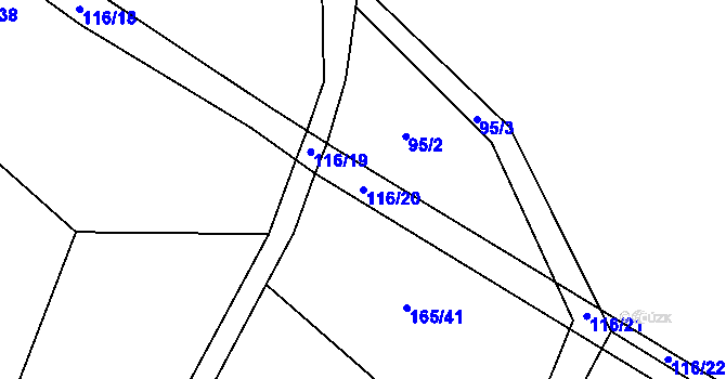 Parcela st. 116/20 v KÚ Maňovice u Pačejova, Katastrální mapa