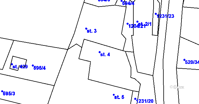 Parcela st. 4 v KÚ Pačejov, Katastrální mapa