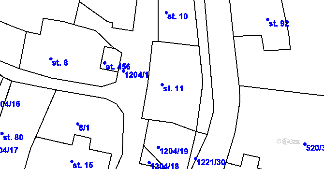 Parcela st. 11 v KÚ Pačejov, Katastrální mapa