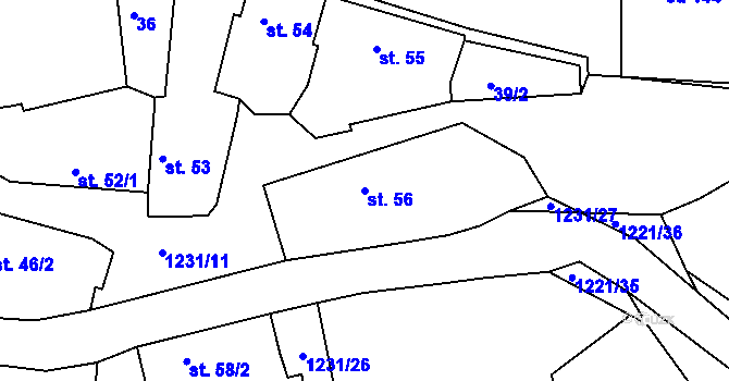 Parcela st. 56 v KÚ Pačejov, Katastrální mapa