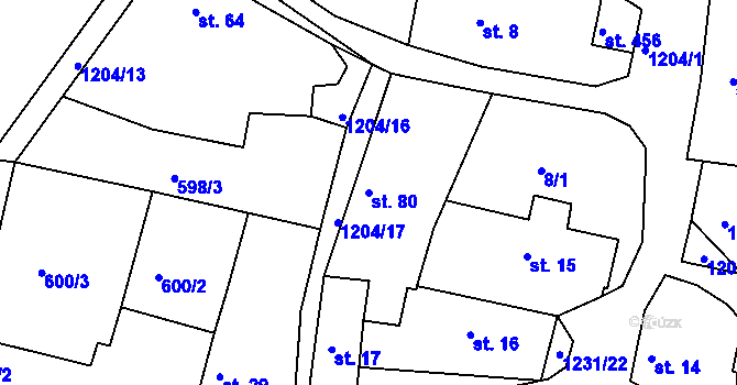 Parcela st. 80 v KÚ Pačejov, Katastrální mapa