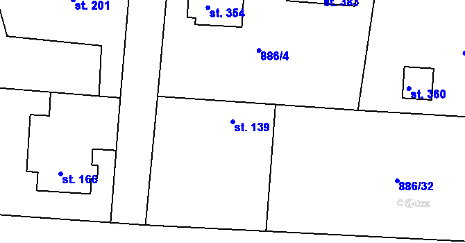 Parcela st. 139 v KÚ Pačejov, Katastrální mapa