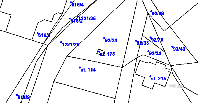 Parcela st. 175 v KÚ Pačejov, Katastrální mapa