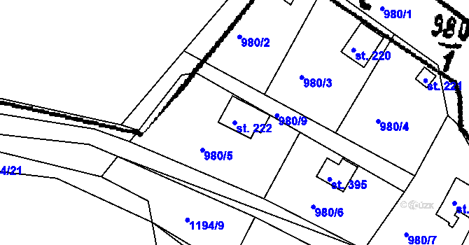 Parcela st. 222 v KÚ Pačejov, Katastrální mapa