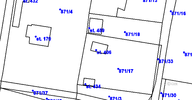 Parcela st. 406 v KÚ Pačejov, Katastrální mapa