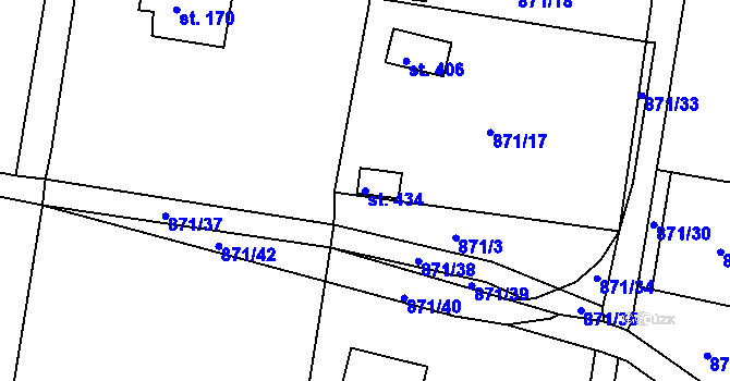 Parcela st. 434 v KÚ Pačejov, Katastrální mapa