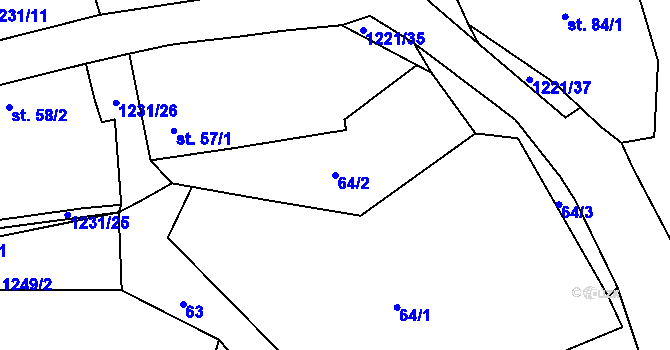 Parcela st. 64/2 v KÚ Pačejov, Katastrální mapa