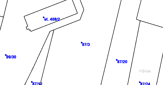 Parcela st. 87/3 v KÚ Pačejov, Katastrální mapa