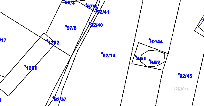 Parcela st. 92/14 v KÚ Pačejov, Katastrální mapa