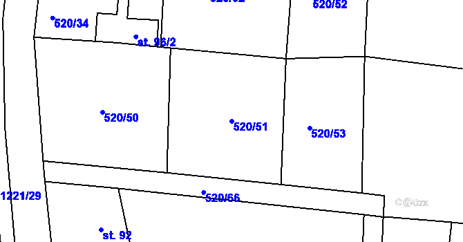 Parcela st. 520/51 v KÚ Pačejov, Katastrální mapa
