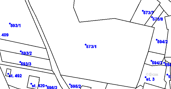 Parcela st. 573/1 v KÚ Pačejov, Katastrální mapa