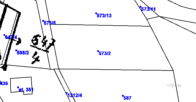 Parcela st. 573/2 v KÚ Pačejov, Katastrální mapa