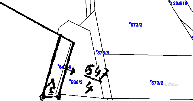 Parcela st. 573/5 v KÚ Pačejov, Katastrální mapa