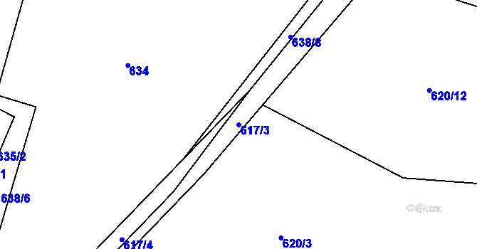 Parcela st. 617/3 v KÚ Pačejov, Katastrální mapa