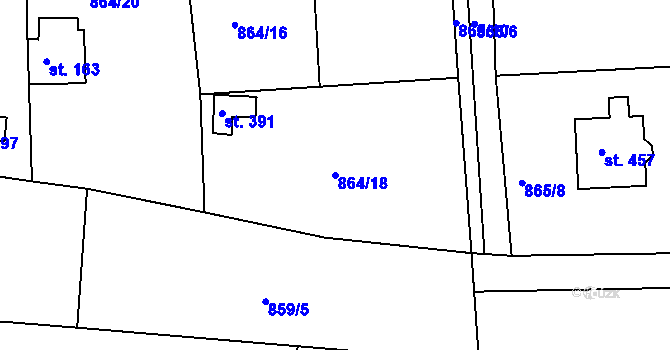 Parcela st. 864/18 v KÚ Pačejov, Katastrální mapa