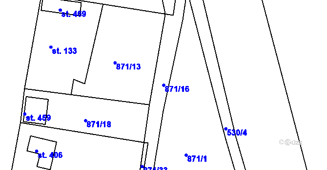 Parcela st. 871/16 v KÚ Pačejov, Katastrální mapa