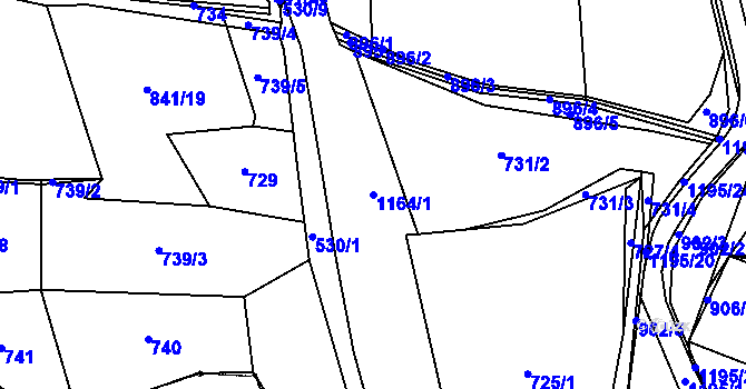 Parcela st. 1164/1 v KÚ Pačejov, Katastrální mapa