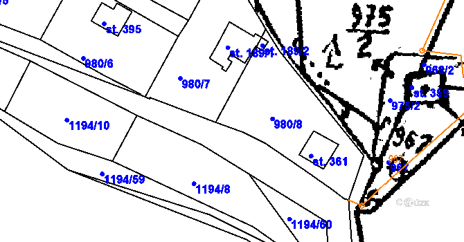 Parcela st. 980/10 v KÚ Pačejov, Katastrální mapa