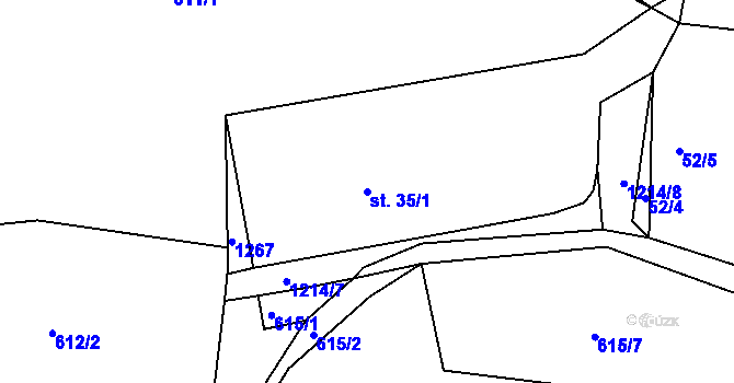 Parcela st. 35/1 v KÚ Pačejov, Katastrální mapa