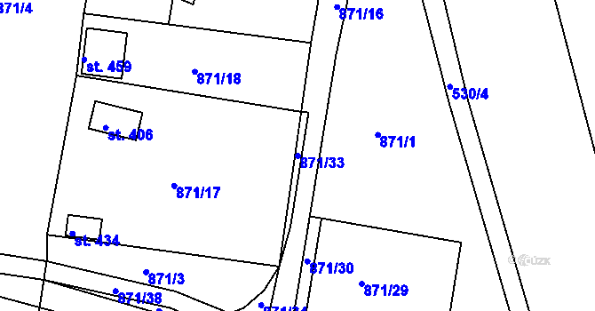 Parcela st. 871/33 v KÚ Pačejov, Katastrální mapa