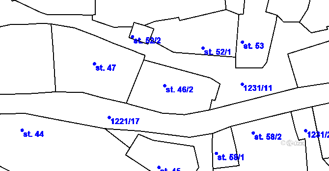 Parcela st. 46/2 v KÚ Pačejov, Katastrální mapa