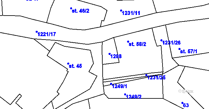 Parcela st. 58/1 v KÚ Pačejov, Katastrální mapa