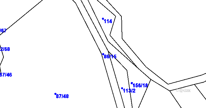 Parcela st. 86/15 v KÚ Pačejov, Katastrální mapa