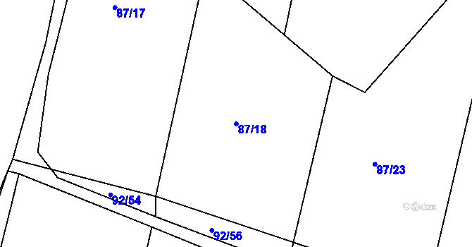 Parcela st. 87/18 v KÚ Pačejov, Katastrální mapa
