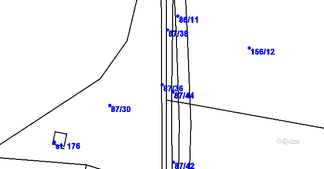 Parcela st. 87/36 v KÚ Pačejov, Katastrální mapa