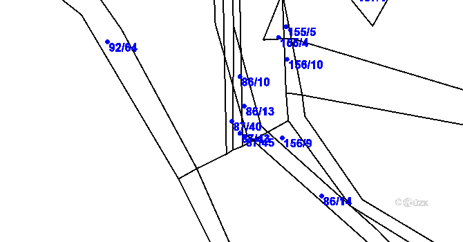 Parcela st. 87/40 v KÚ Pačejov, Katastrální mapa