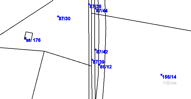 Parcela st. 87/42 v KÚ Pačejov, Katastrální mapa