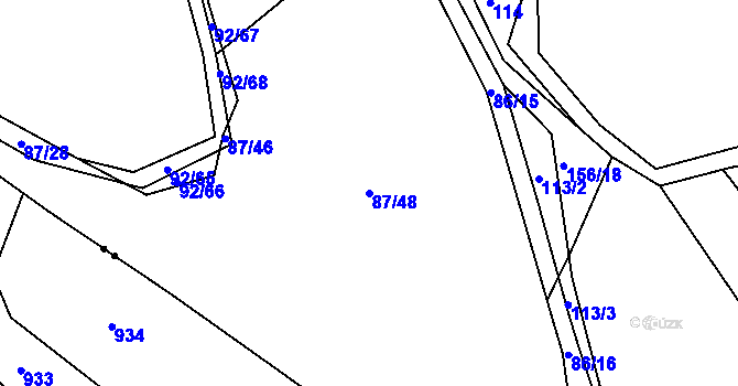Parcela st. 87/48 v KÚ Pačejov, Katastrální mapa