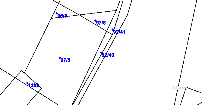 Parcela st. 92/40 v KÚ Pačejov, Katastrální mapa