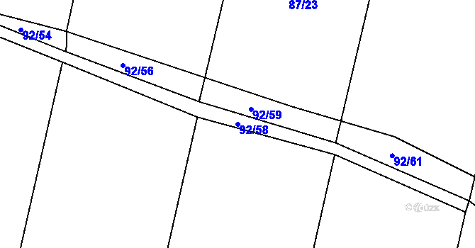 Parcela st. 92/58 v KÚ Pačejov, Katastrální mapa
