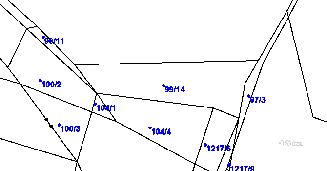 Parcela st. 99/14 v KÚ Pačejov, Katastrální mapa
