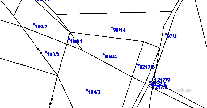 Parcela st. 104/4 v KÚ Pačejov, Katastrální mapa