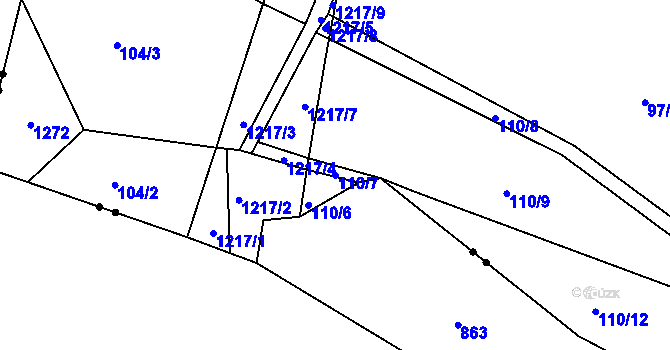 Parcela st. 110/7 v KÚ Pačejov, Katastrální mapa