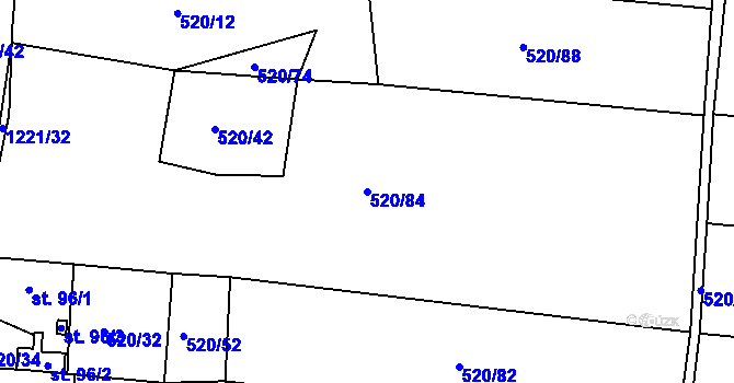 Parcela st. 520/84 v KÚ Pačejov, Katastrální mapa