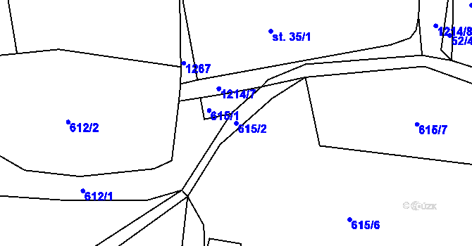 Parcela st. 615/2 v KÚ Pačejov, Katastrální mapa