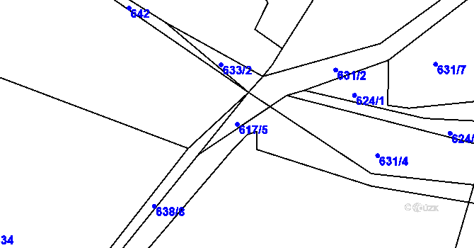 Parcela st. 617/5 v KÚ Pačejov, Katastrální mapa