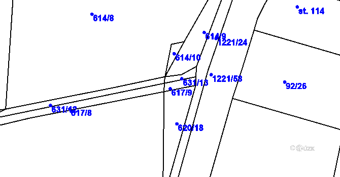 Parcela st. 617/9 v KÚ Pačejov, Katastrální mapa