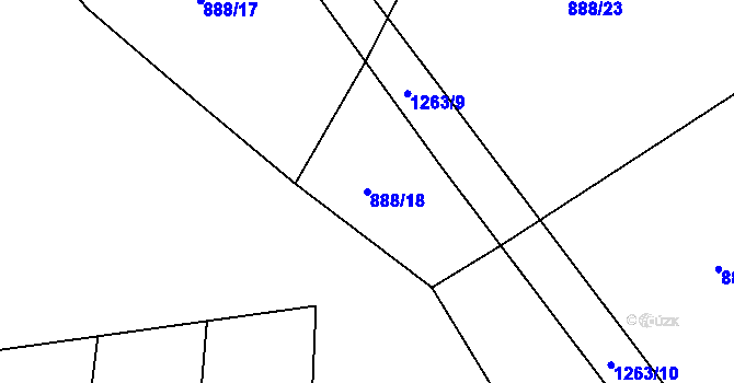 Parcela st. 888/18 v KÚ Pačejov, Katastrální mapa