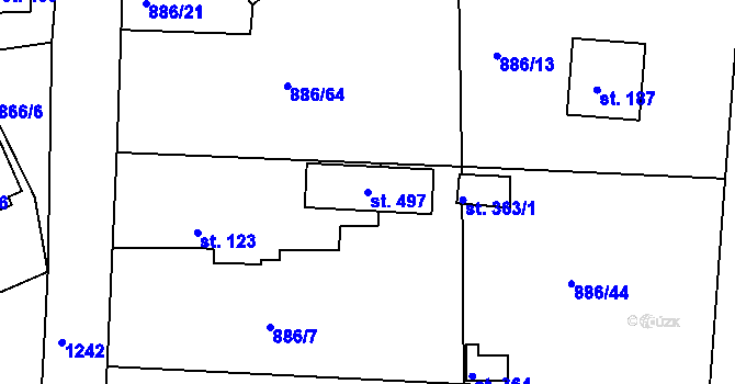 Parcela st. 497 v KÚ Pačejov, Katastrální mapa