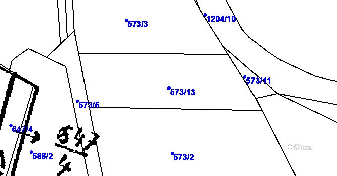 Parcela st. 573/13 v KÚ Pačejov, Katastrální mapa