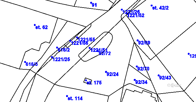 Parcela st. 92/72 v KÚ Pačejov, Katastrální mapa