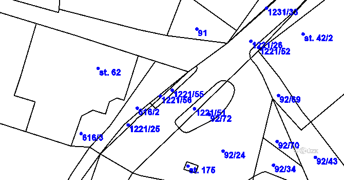 Parcela st. 1221/55 v KÚ Pačejov, Katastrální mapa