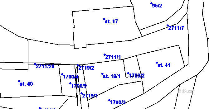 Parcela st. 2711/1 v KÚ Strážovice u Pačejova, Katastrální mapa