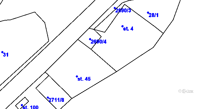 Parcela st. 2711/3 v KÚ Strážovice u Pačejova, Katastrální mapa