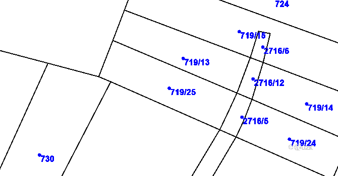 Parcela st. 719/25 v KÚ Strážovice u Pačejova, Katastrální mapa